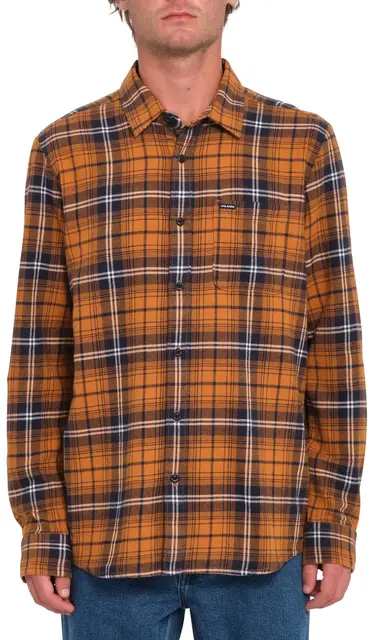 Volcom Caden Plaid LS Chestnut Brown - S 