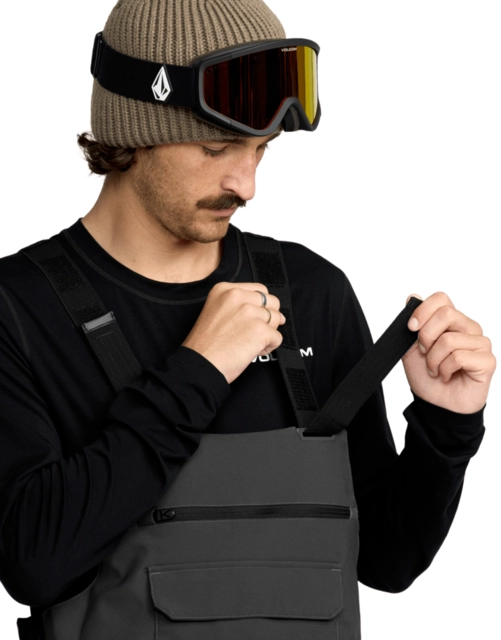 Volcom Roan Bib Overall Dark Grey - L 