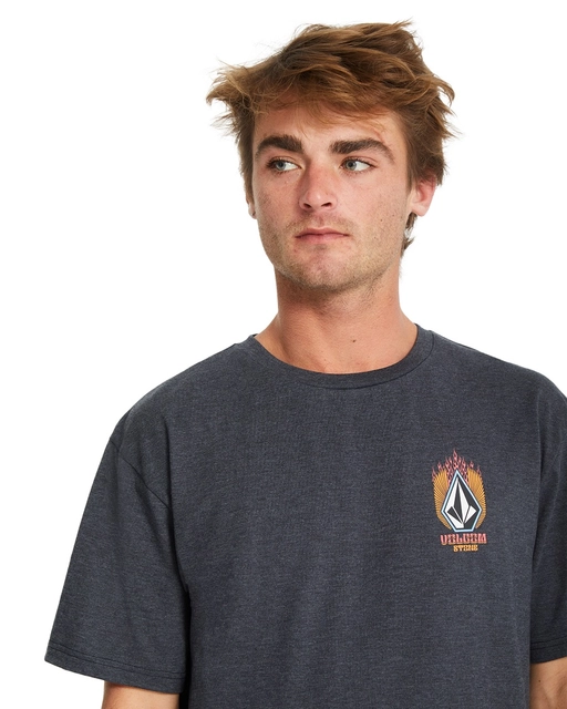 Volcom Draggin Stone HTH SS Tee Heather Black - M 