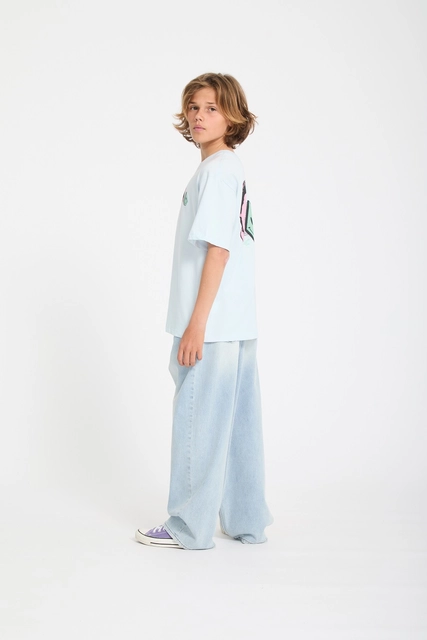 Volcom Aura Basic SS Tee Light Blue Acid - L/12år 