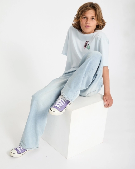 Volcom Aura Basic SS Tee Light Blue Acid - L/12år 